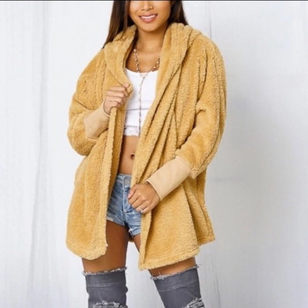 Camel Colored Oversized Fleece Jacket
